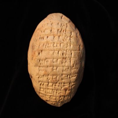 Round tablet. Record concerning number of palm trees in gardens. Ur III. Clay.; YPM BC 013014
