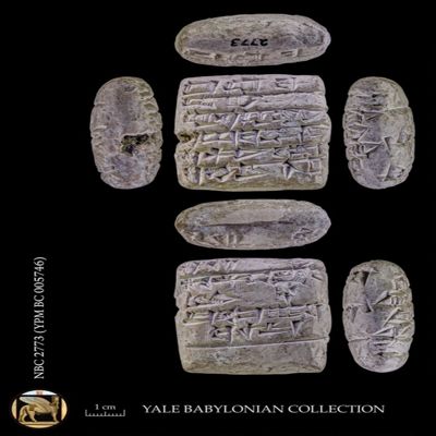 Bulla. Tag for tablet basket (pisan-dub-ba) covering twelve months. Ur III. Clay.; YPM BC 005746