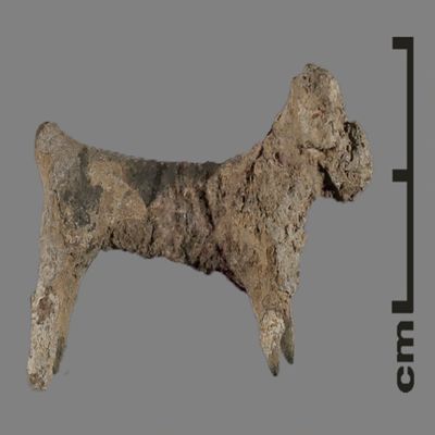 Figurine. Small quadruped, perhaps bovine. Bronze.; YPM BC 031141