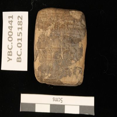 Tablet. Record concerning barley for donkey fodder. Ur III. Clay.; YPM BC 015182