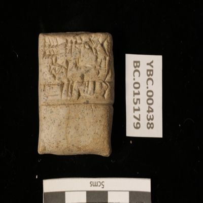 Tablet. Record concerning wheat brought to the palace. Ur III. Clay.; YPM BC 015179