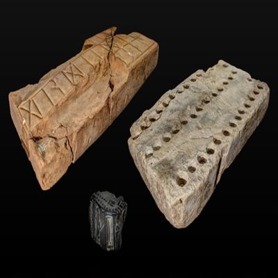 Gaming board. Rectangular shape; three rows of 13 drilled holes; one row of four holes along one short side. Old Babylonian? Terracotta.; YPM BC 038044