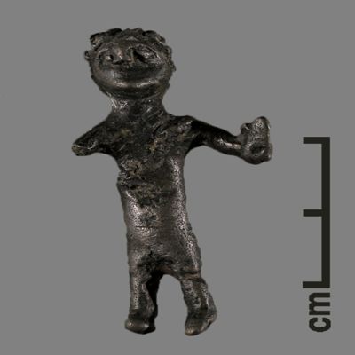 Figurine. Standing human figure with arms spread. Roman?. Silver.; YPM BC 031092