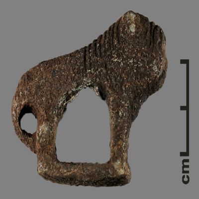 Animal figurine. Lion or dog. Copper. metal drawer; YPM BC 026988