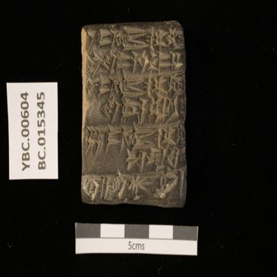 Tablet. Receipt of beds issued by Lugal-kuzu. Ur III. Clay.; YPM BC 015345