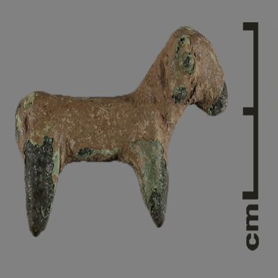 Figurine. Quadruped, perhaps a ram. Bronze.; YPM BC 031144
