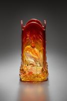 American Locke New England Amberina Art Glass Tumbler Mug w Handle - Ruby  Lane