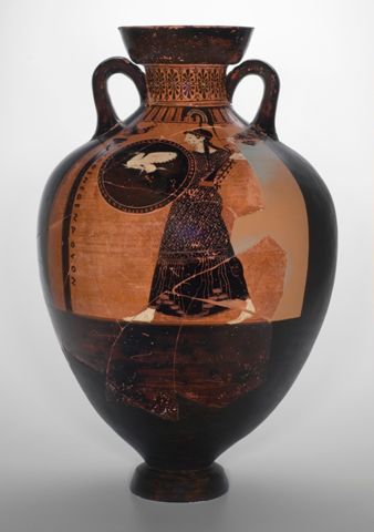 Panathenaic Prize Amphora: A: Athena, B: Four-horse Chariot | Yale ...