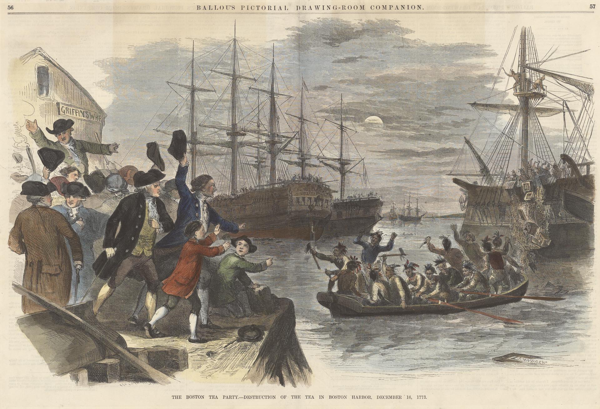 The Boston Tea Party.–Destruction of the Tea in Boston Harbor, December