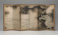 【在庫僅少】 and Dragons with Screens of Pair Waves Art University Yale 絵画